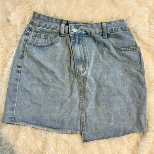 Asymmetrical Denim Blue Women's Mini Skirt